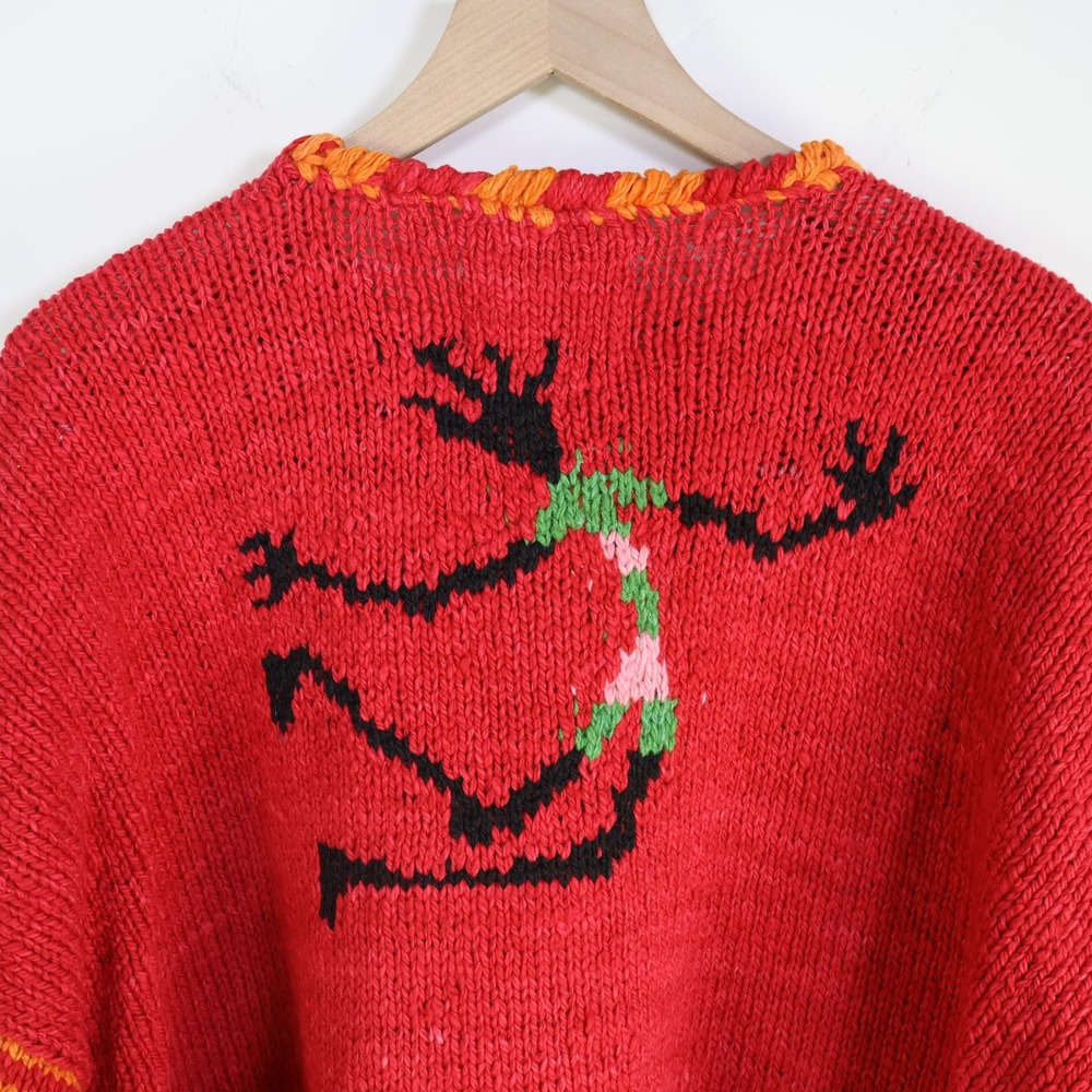 Vintage Amano Hand Knitted Wool Cardigan XL RARE Folk Dancing Boho Art To Wear - Picture 3 of 15